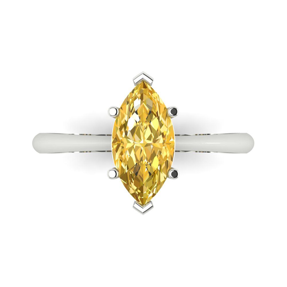 1.5 cttw Natural Citrine Solitaire  Engagement Ring - Solid Gold (Marquise Cut ,11x5.5mm)