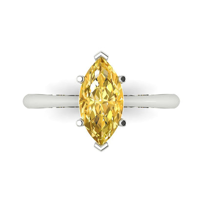 1.5 cttw Natural Citrine Solitaire  Engagement Ring - Solid Gold (Marquise Cut ,11x5.5mm)