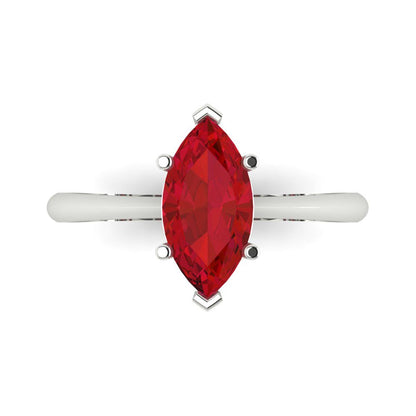 1.5 cttw Simulated Pink Tourmaline Solitaire  Engagement Ring - Solid Gold (Marquise Cut ,11x5.5mm)