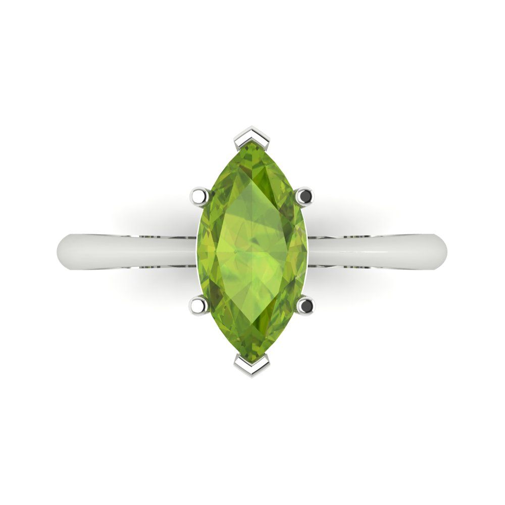 1.5 cttw Natural Peridot Solitaire  Engagement Ring - Solid Gold (Marquise Cut ,11x5.5mm)