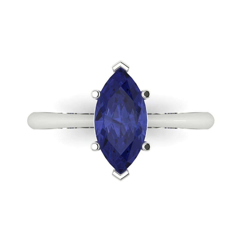 1.5 cttw Simulated Tanzanite Solitaire  Engagement Ring - Solid Gold (Marquise Cut ,11x5.5mm)