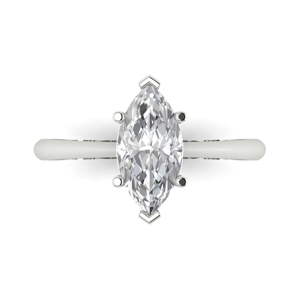 1.5 cttw Certified Moissanite Solitaire  Engagement Ring - Solid Gold (VVS1, D-F,Marquise Cut ,11x5.5mm)