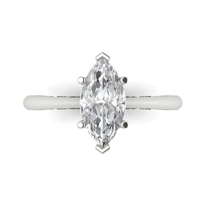 1.5 cttw Certified Moissanite Solitaire  Engagement Ring - Solid Gold (VVS1, D-F,Marquise Cut ,11x5.5mm)