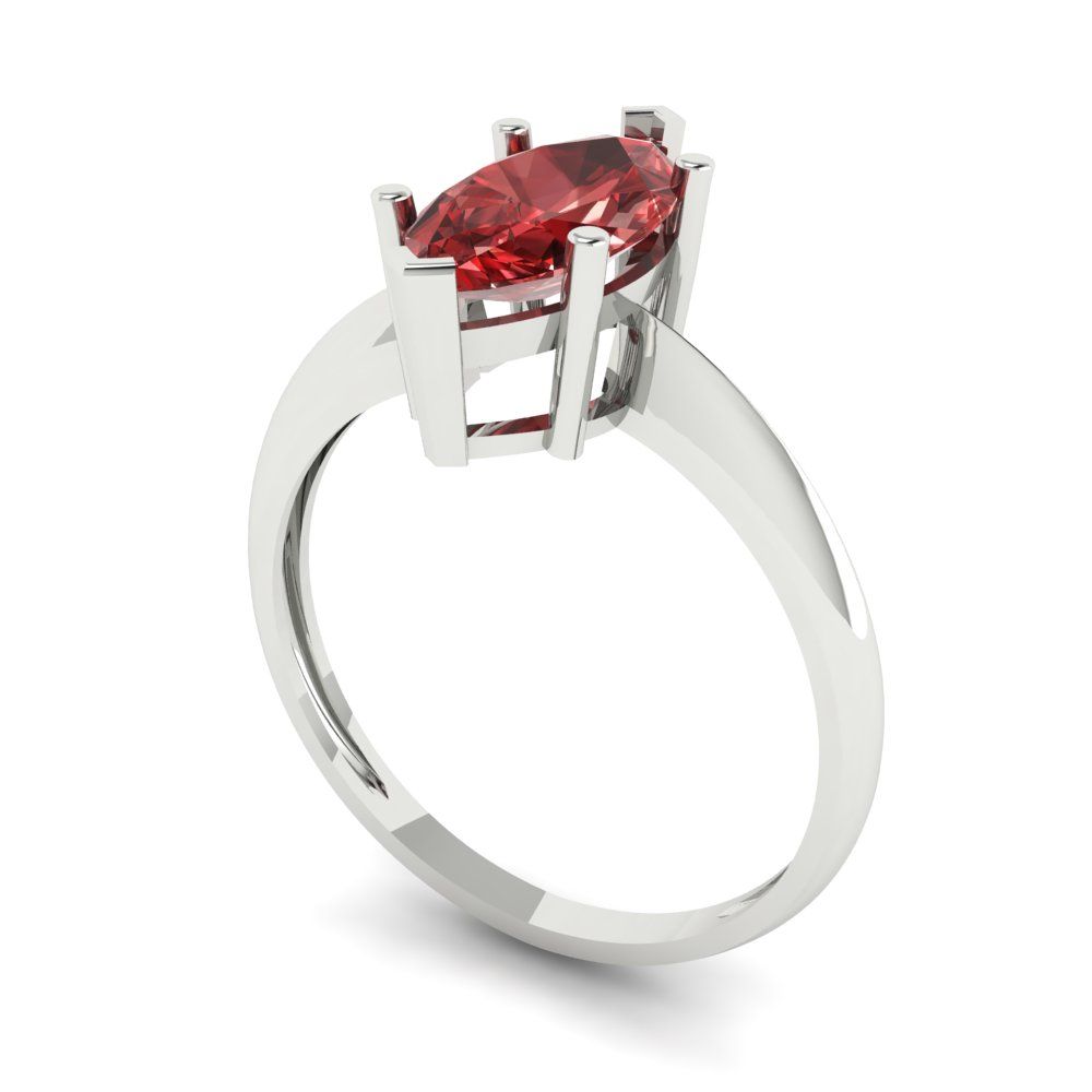 1.5 cttw Natural Garnet Solitaire  Engagement Ring - Solid Gold (Marquise Cut ,11x5.5mm)