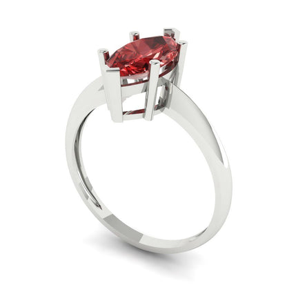 1.5 cttw Natural Garnet Solitaire  Engagement Ring - Solid Gold (Marquise Cut ,11x5.5mm)