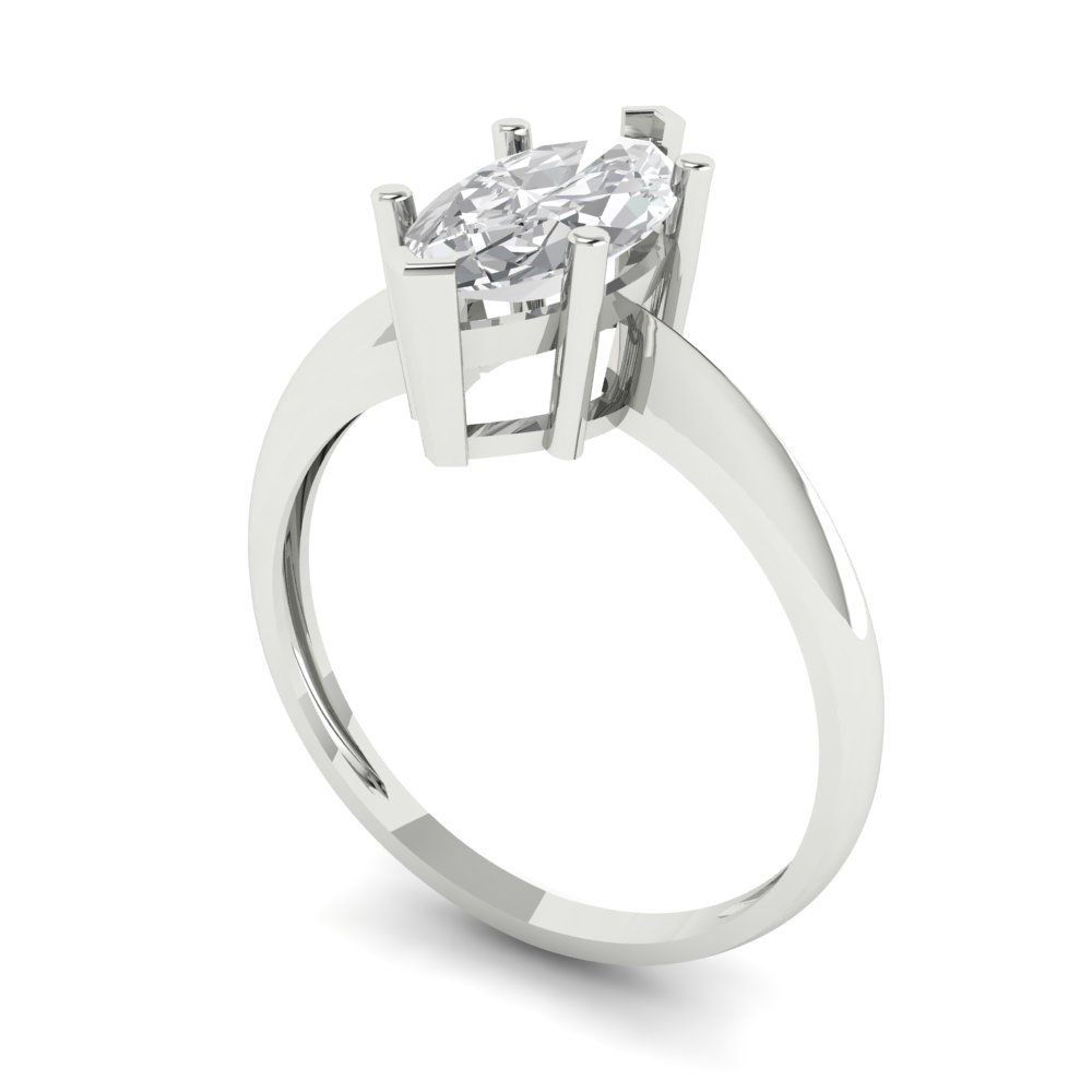 1.5 cttw Certified Moissanite Solitaire  Engagement Ring - Solid Gold (VVS1, D-F,Marquise Cut ,11x5.5mm)