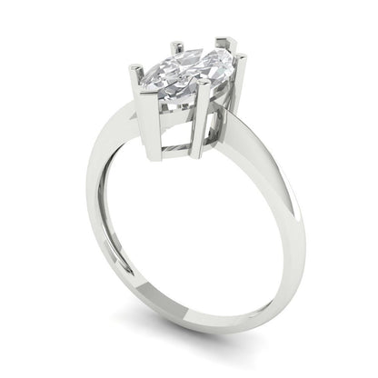 1.5 cttw Certified Moissanite Solitaire  Engagement Ring - Solid Gold (VVS1, D-F,Marquise Cut ,11x5.5mm)