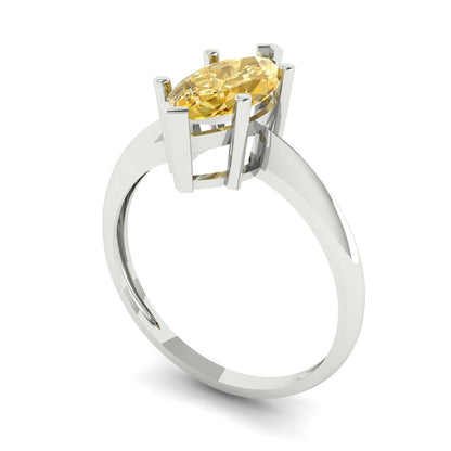 1.5 cttw Yellow Moissanite Solitaire  Engagement Ring - Solid Gold (Marquise Cut ,11x5.5mm)