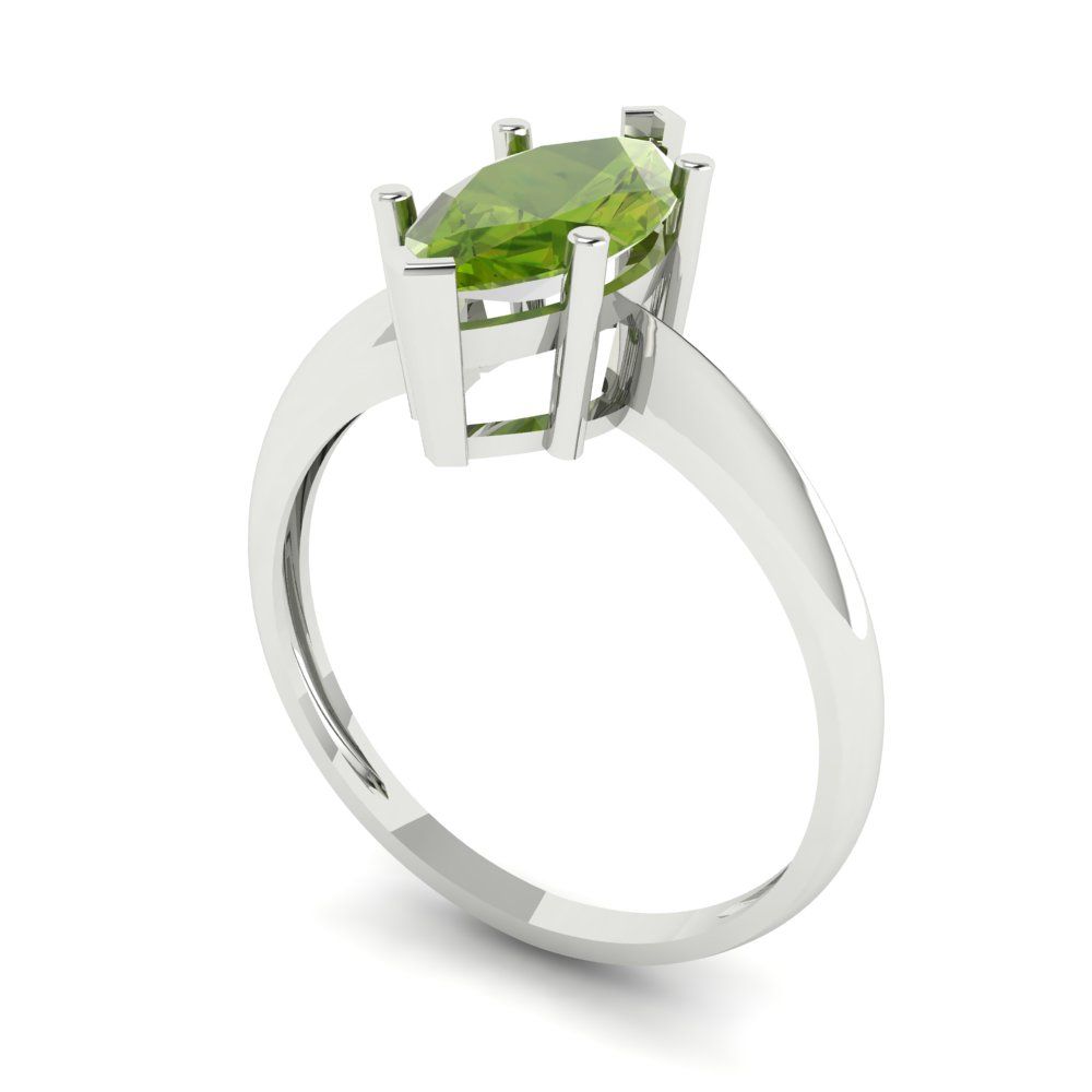 1.5 cttw Natural Peridot Solitaire  Engagement Ring - Solid Gold (Marquise Cut ,11x5.5mm)