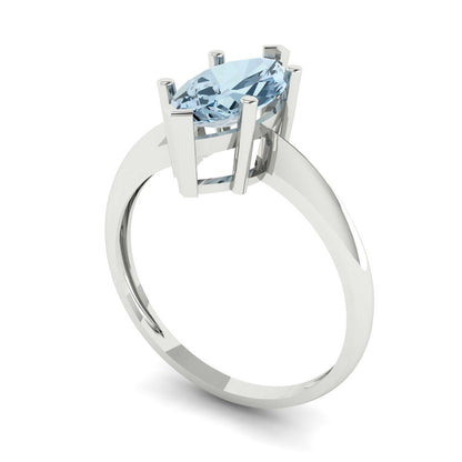 1.5 cttw Natural Aquamarine Solitaire  Engagement Ring - Solid Gold (Marquise Cut ,11x5.5mm)