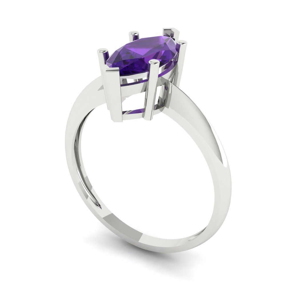 1.5 cttw Natural Amethyst Solitaire  Engagement Ring - Solid Gold (Marquise Cut ,11x5.5mm)