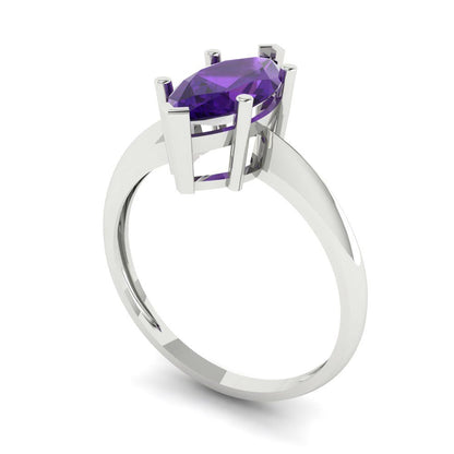 1.5 cttw Natural Amethyst Solitaire  Engagement Ring - Solid Gold (Marquise Cut ,11x5.5mm)