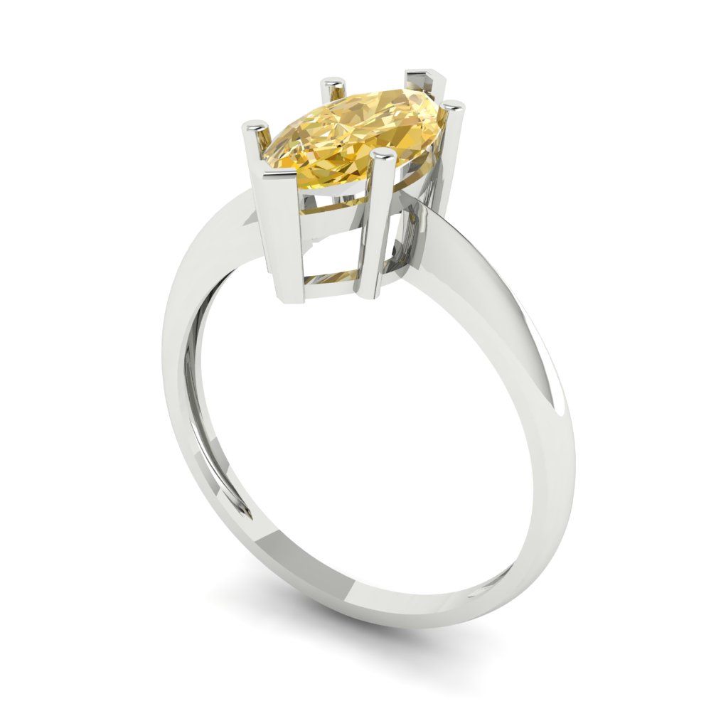 1.5 cttw Natural Citrine Solitaire  Engagement Ring - Solid Gold (Marquise Cut ,11x5.5mm)