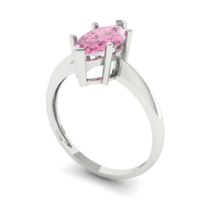 1.5 cttw Zirconia Simulated Pink Diamond Solitaire  Engagement Ring - Solid Gold (VVS1, Marquise Cut ,11x5.5mm)