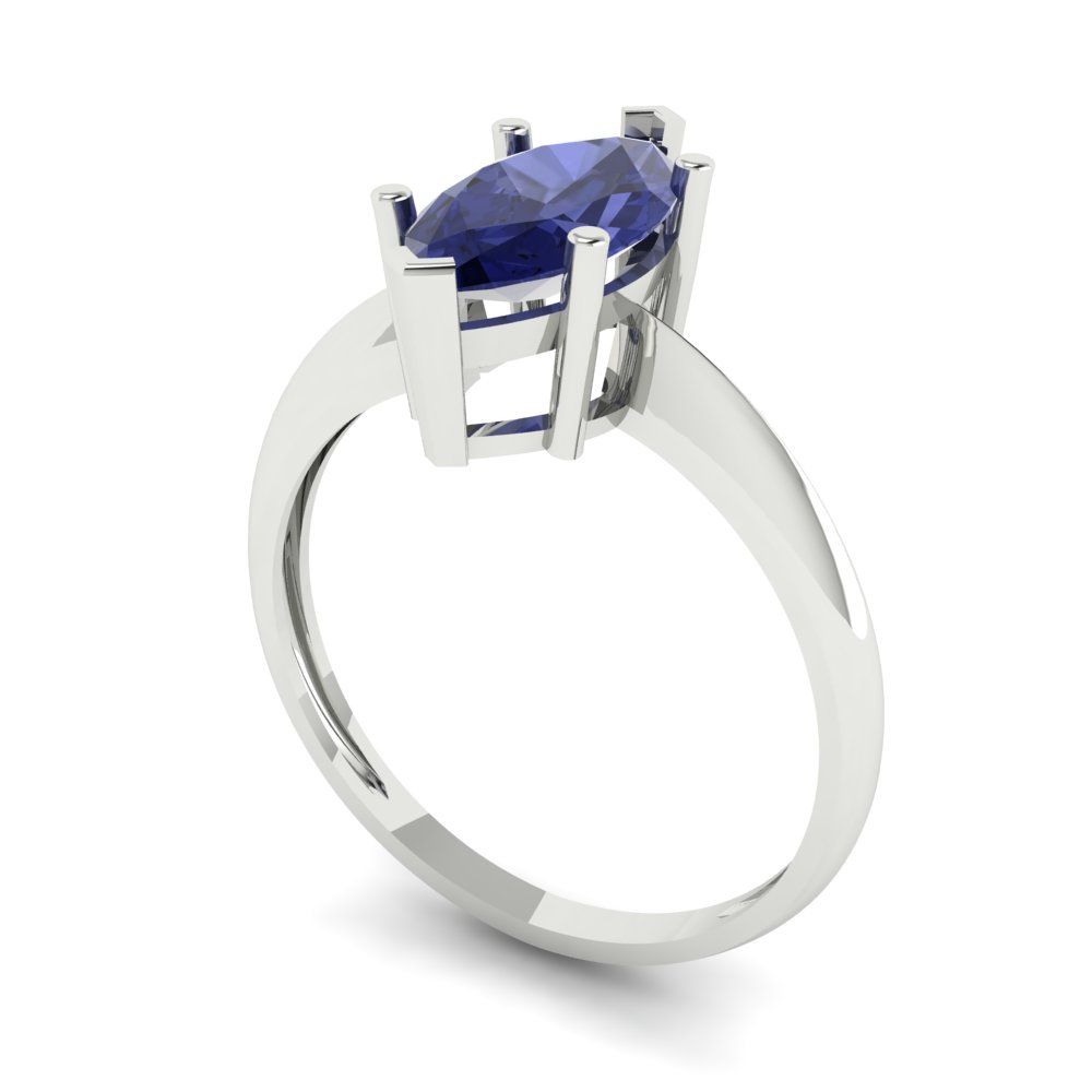 1.5 cttw Simulated Tanzanite Solitaire  Engagement Ring - Solid Gold (Marquise Cut ,11x5.5mm)