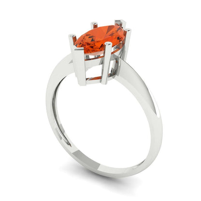 1.5 cttw Zirconia Simulated Red Diamond Solitaire  Engagement Ring - Solid Gold (VVS1, Marquise Cut ,11x5.5mm)