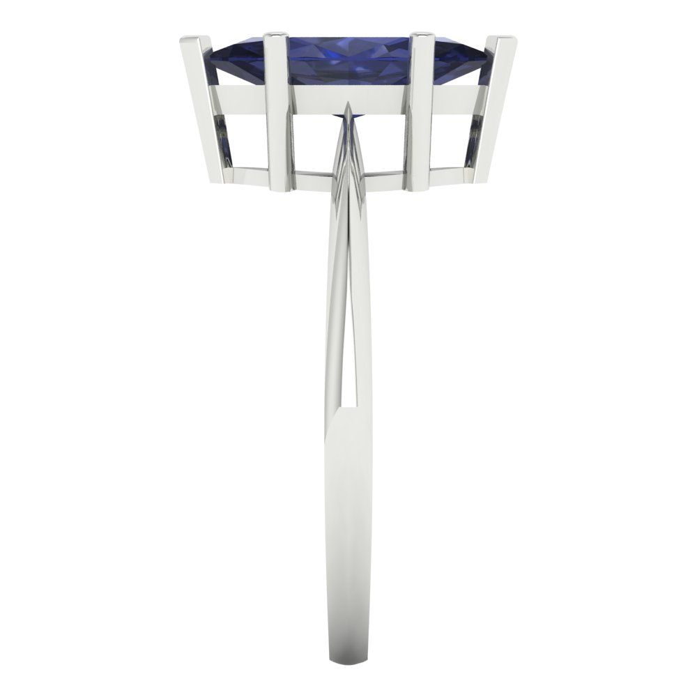 1.5 cttw Simulated Blue Sapphire Solitaire  Engagement Ring - Solid Gold (Marquise Cut ,11x5.5mm)