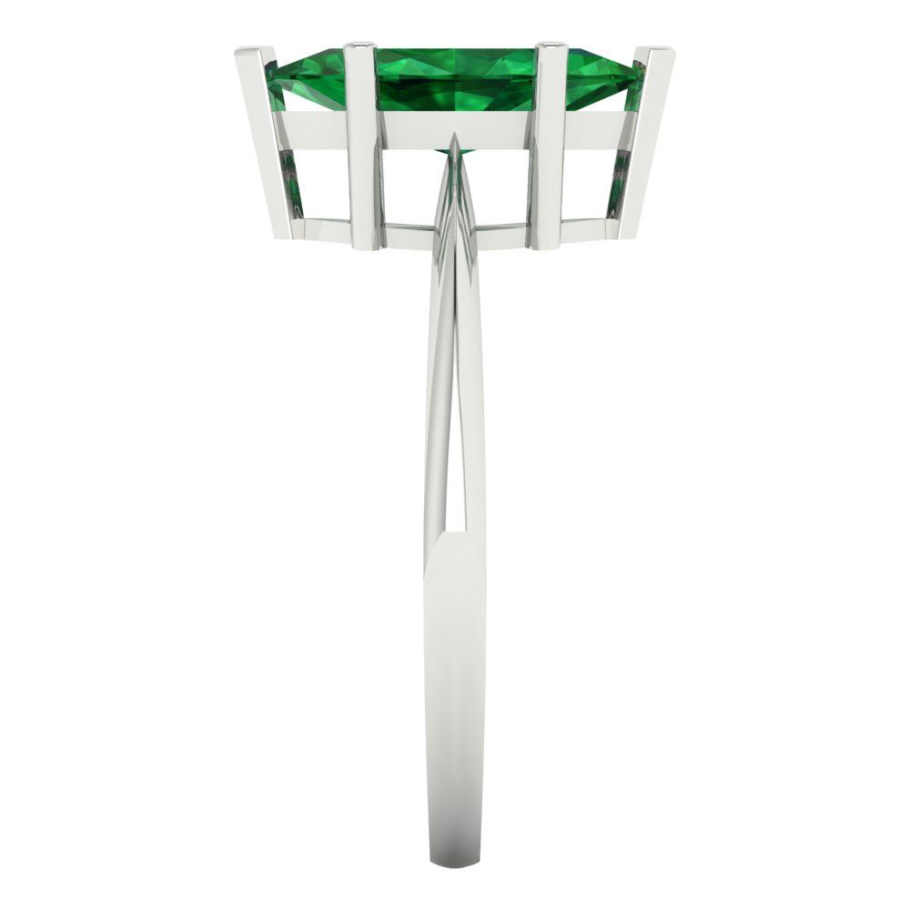 1.5 cttw Simulated Emerald Solitaire  Engagement Ring - Solid Gold (Marquise Cut ,11x5.5mm)
