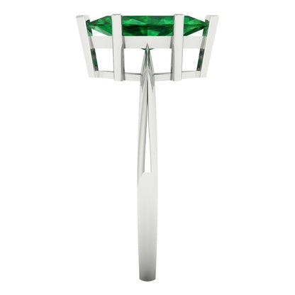 1.5 cttw Simulated Emerald Solitaire  Engagement Ring - Solid Gold (Marquise Cut ,11x5.5mm)