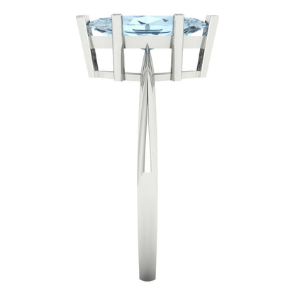 1.5 cttw Natural Aquamarine Solitaire  Engagement Ring - Solid Gold (Marquise Cut ,11x5.5mm)