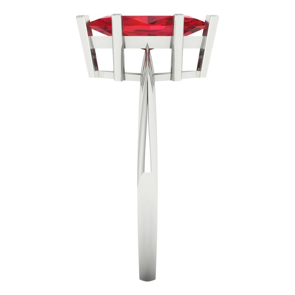 1.5 cttw Simulated Ruby Solitaire  Engagement Ring - Solid White Gold (VVS1, Marquise Cut ,11x5.5mm)