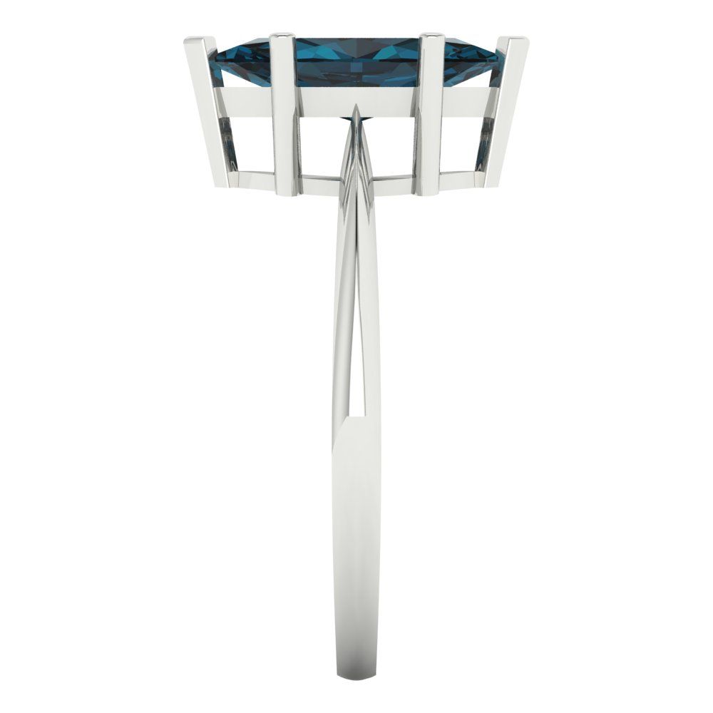 1.5 cttw Natural London Blue Topaz Solitaire  Engagement Ring - Solid Gold (Marquise Cut ,11x5.5mm)