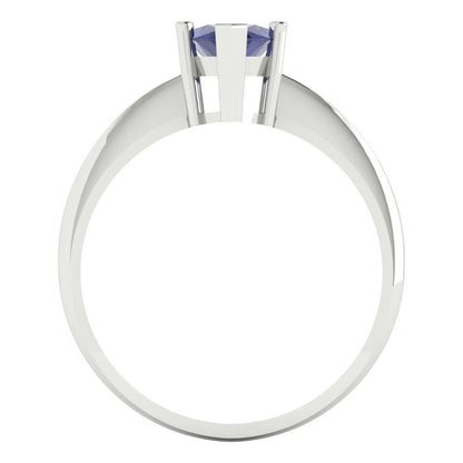 1.5 cttw Simulated Tanzanite Solitaire  Engagement Ring - Solid Gold (Marquise Cut ,11x5.5mm)