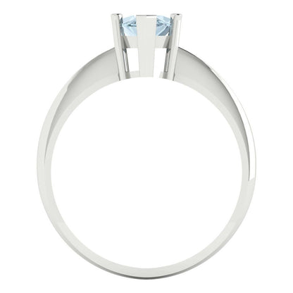 1.5 cttw Natural Aquamarine Solitaire  Engagement Ring - Solid Gold (Marquise Cut ,11x5.5mm)