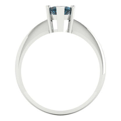 1.5 cttw Natural London Blue Topaz Solitaire  Engagement Ring - Solid Gold (Marquise Cut ,11x5.5mm)