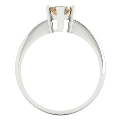 1.5 cttw Zirconia Simulated Champagne Diamond Solitaire  Engagement Ring - Solid Gold (VVS1, Marquise Cut ,11x5.5mm)