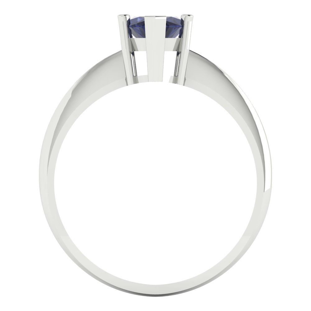 1.5 cttw Simulated Blue Sapphire Solitaire  Engagement Ring - Solid Gold (Marquise Cut ,11x5.5mm)