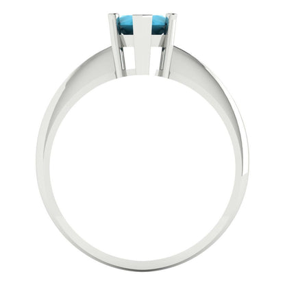 1.5 cttw Simulated Turquoise Solitaire  Engagement Ring - Solid Gold (Marquise Cut ,11x5.5mm)