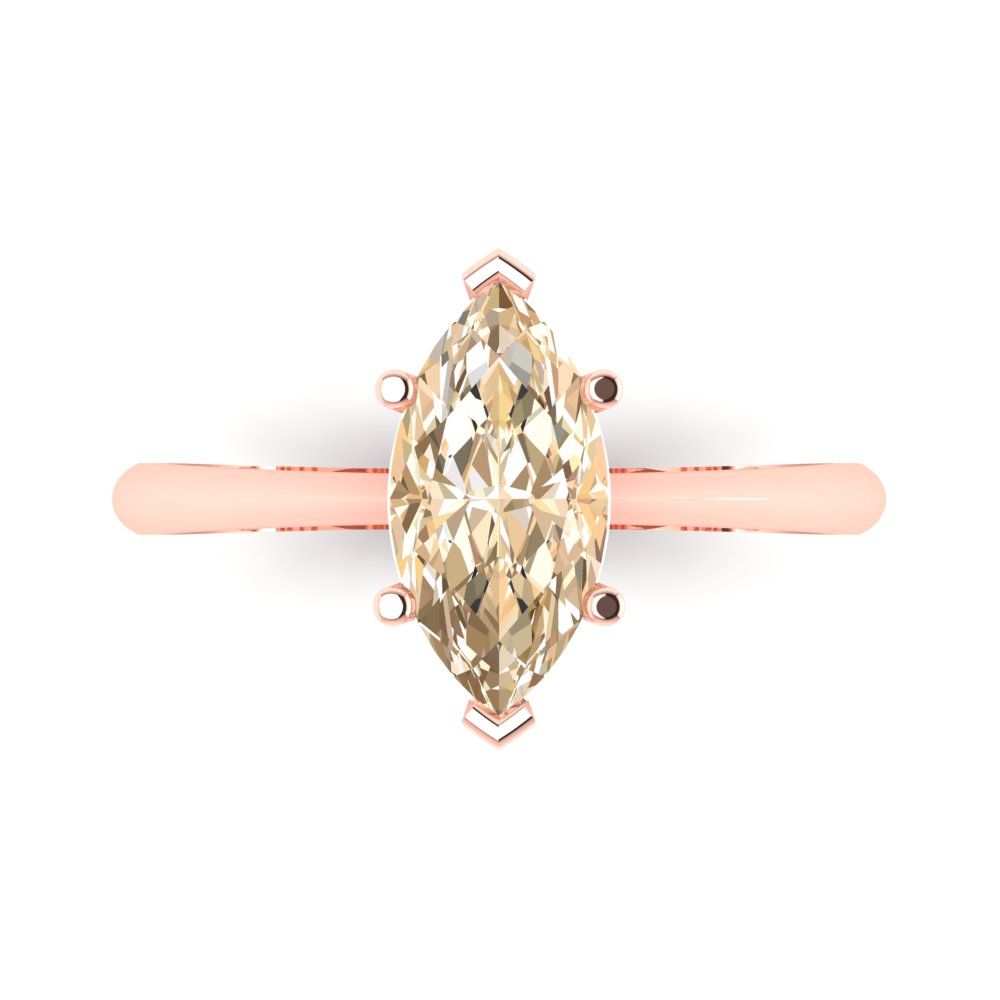 1.5 cttw Natural Morganite Solitaire  Engagement Ring - Solid Gold (Marquise Cut ,11x5.5mm)