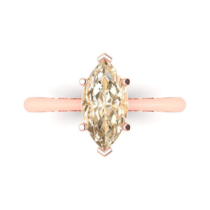 1.5 cttw Natural Morganite Solitaire  Engagement Ring - Solid Gold (Marquise Cut ,11x5.5mm)