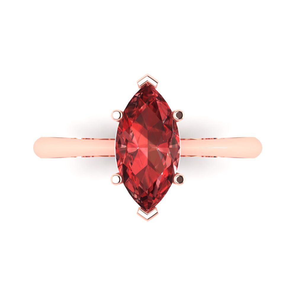 1.5 cttw Natural Garnet Solitaire  Engagement Ring - Solid Rose Gold (VVS1, Marquise Cut ,11x5.5mm)