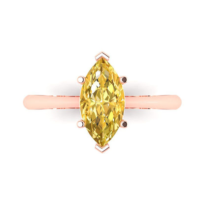 1.5 cttw Natural Citrine Solitaire  Engagement Ring - Solid Gold (Marquise Cut ,11x5.5mm)