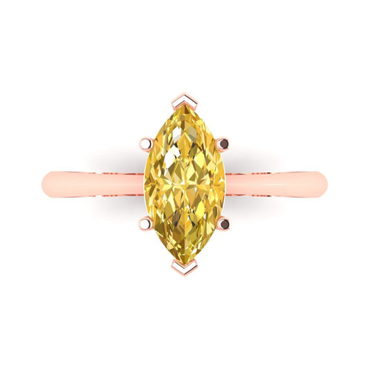 1.5 cttw Natural Citrine Solitaire  Engagement Ring - Solid Rose Gold (VVS1, Marquise Cut ,11x5.5mm)