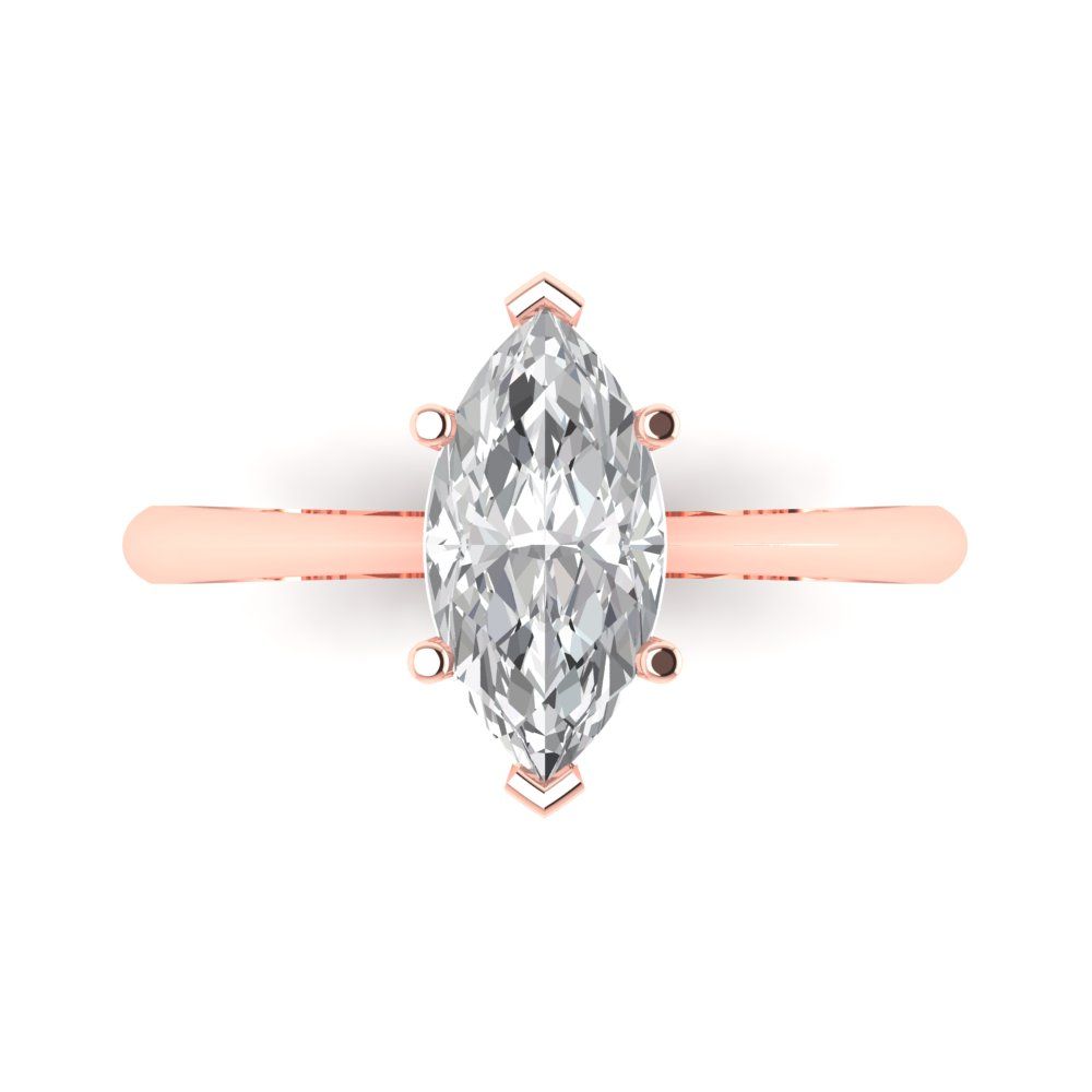 1.5 cttw Moissanite Solitaire  Engagement Ring - Solid Rose Gold (VVS1, Marquise Cut ,11x5.5mm)