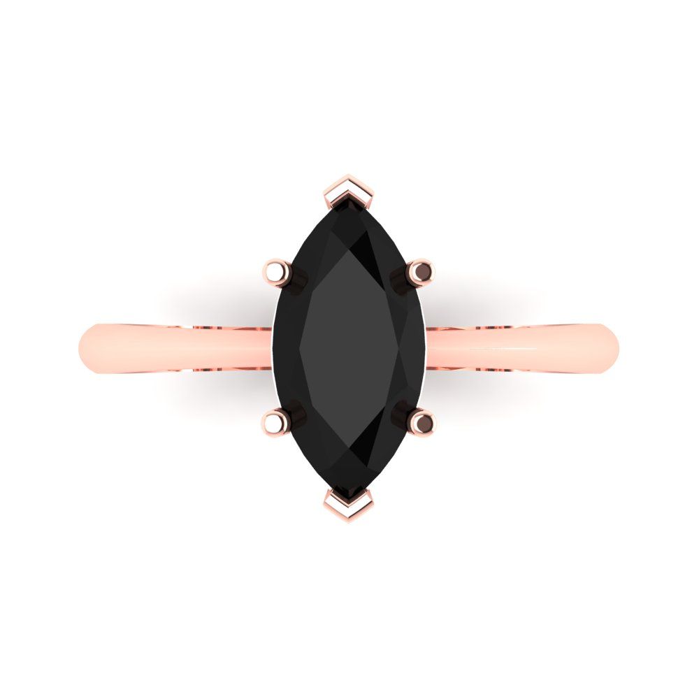 1.5 cttw Natural Onyx Solitaire  Engagement Ring - Solid Gold (Marquise Cut ,11x5.5mm)