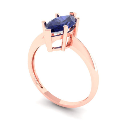 1.5 cttw Simulated Tanzanite Solitaire  Engagement Ring - Solid Rose Gold (VVS1, Marquise Cut ,11x5.5mm)