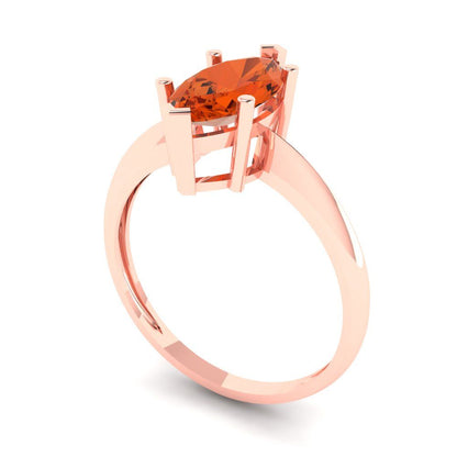 1.5 cttw Zirconia Simulated Red Diamond Solitaire  Engagement Ring - Solid Rose Gold (VVS1, Marquise Cut ,11x5.5mm)