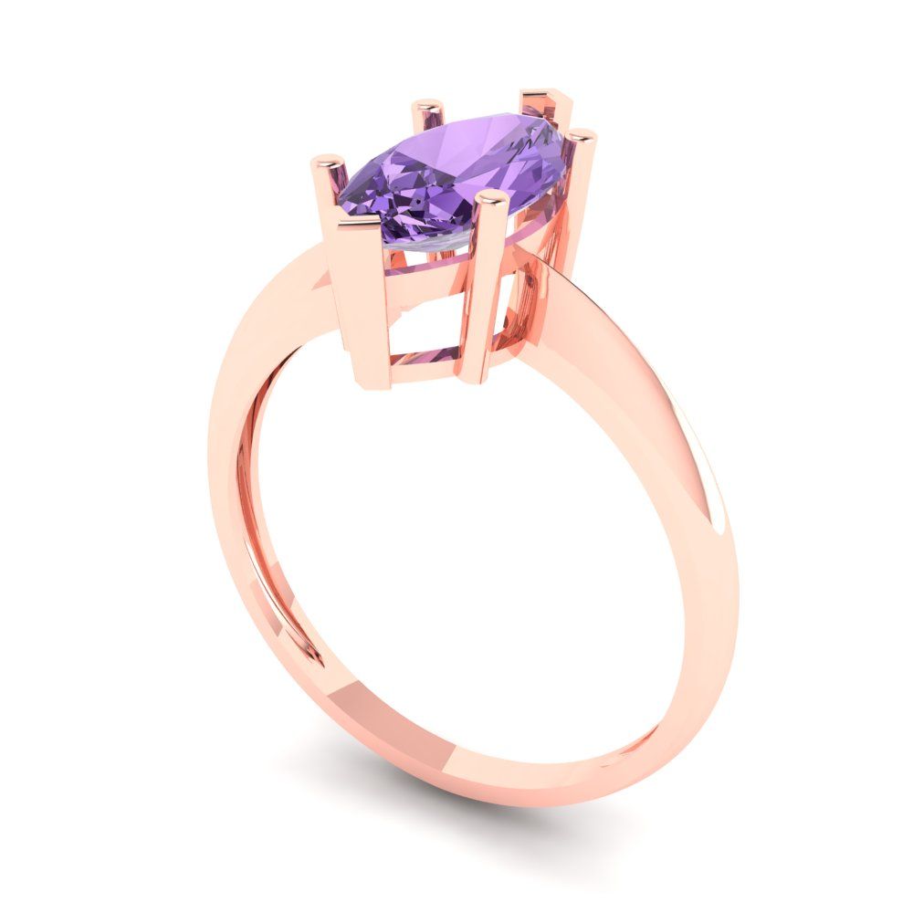 1.5 cttw Simulated Alexandrite Solitaire  Engagement Ring - Solid Gold (Marquise Cut ,11x5.5mm)