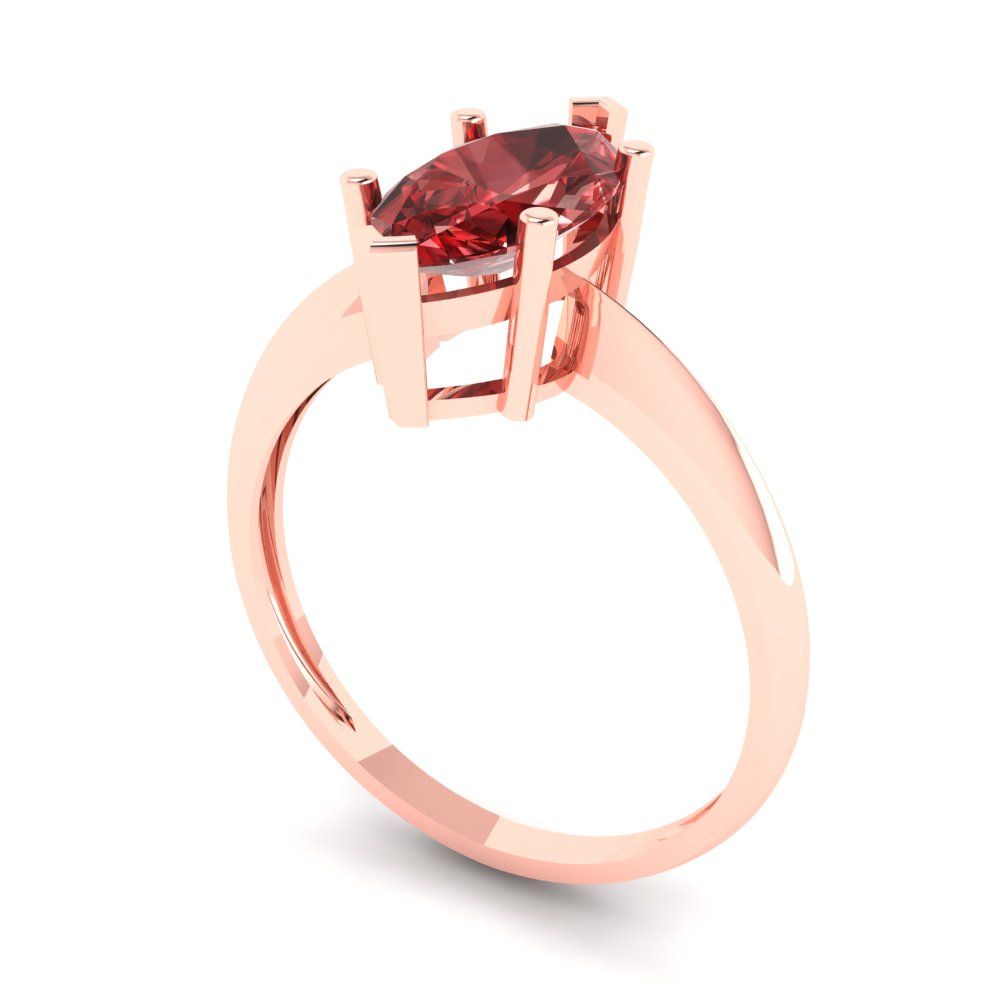 1.5 cttw Natural Garnet Solitaire  Engagement Ring - Solid Rose Gold (VVS1, Marquise Cut ,11x5.5mm)