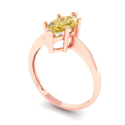1.5 cttw Yellow Moissanite Solitaire  Engagement Ring - Solid Rose Gold (VVS1, Marquise Cut ,11x5.5mm)