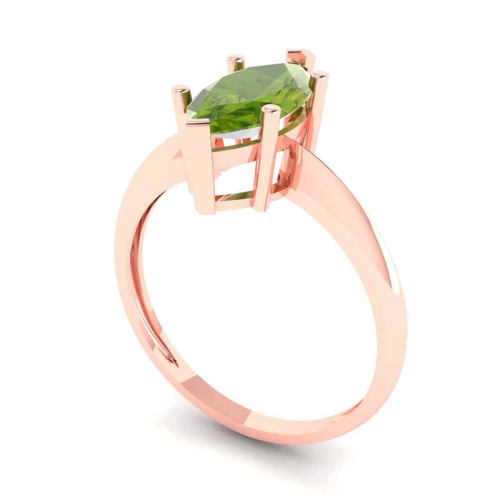 1.5 cttw Natural Peridot Solitaire  Engagement Ring - Solid Gold (Marquise Cut ,11x5.5mm)