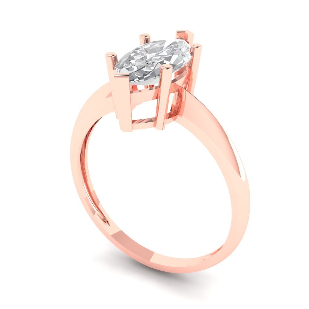 1.5 cttw Moissanite Solitaire  Engagement Ring - Solid Rose Gold (VVS1, Marquise Cut ,11x5.5mm)