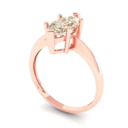 1.5 cttw Natural Morganite Solitaire  Engagement Ring - Solid Gold (Marquise Cut ,11x5.5mm)