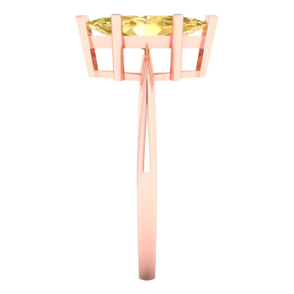 1.5 cttw Zirconia Simulated Yellow Diamond Solitaire  Engagement Ring - Solid Rose Gold (VVS1, Marquise Cut ,11x5.5mm)