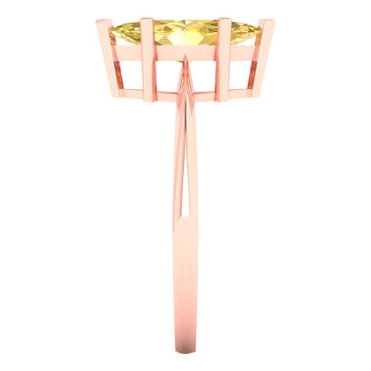 1.5 cttw Zirconia Simulated Yellow Diamond Solitaire  Engagement Ring - Solid Rose Gold (VVS1, Marquise Cut ,11x5.5mm)