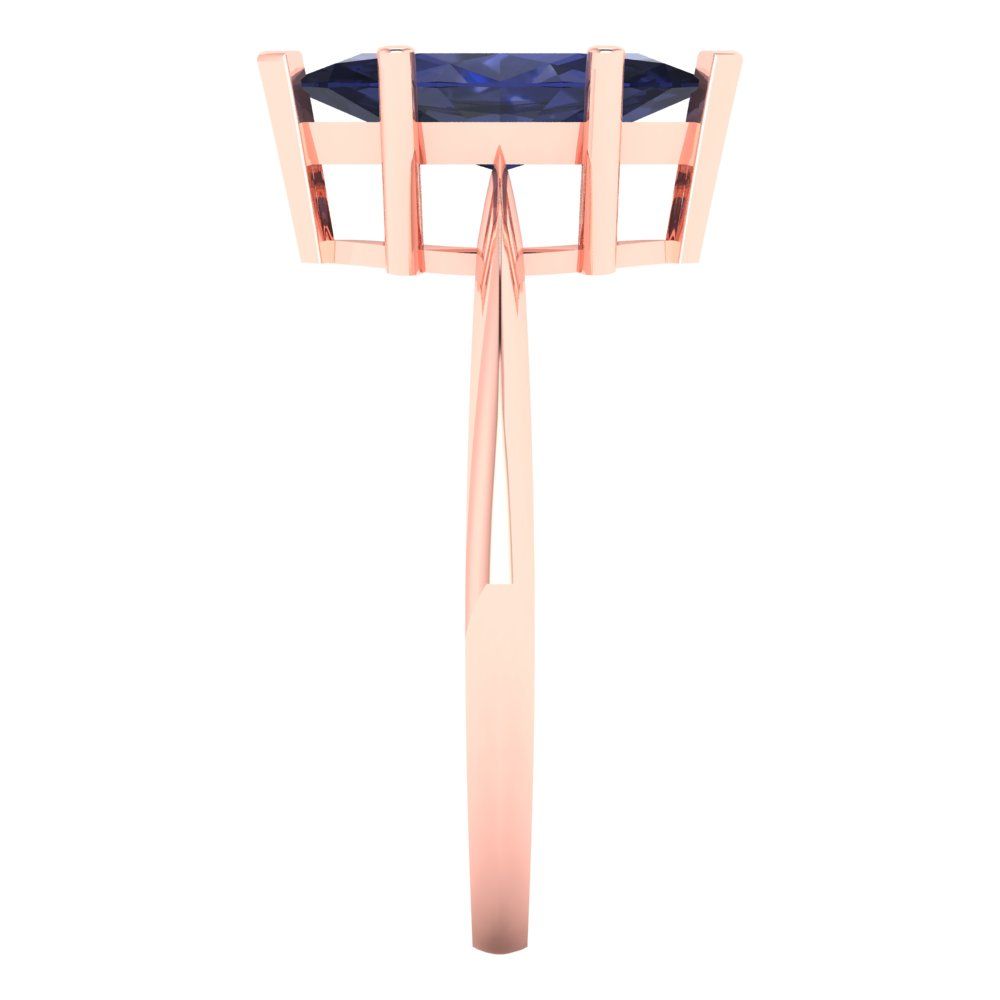 1.5 cttw Simulated Blue Sapphire Solitaire  Engagement Ring - Solid Gold (Marquise Cut ,11x5.5mm)